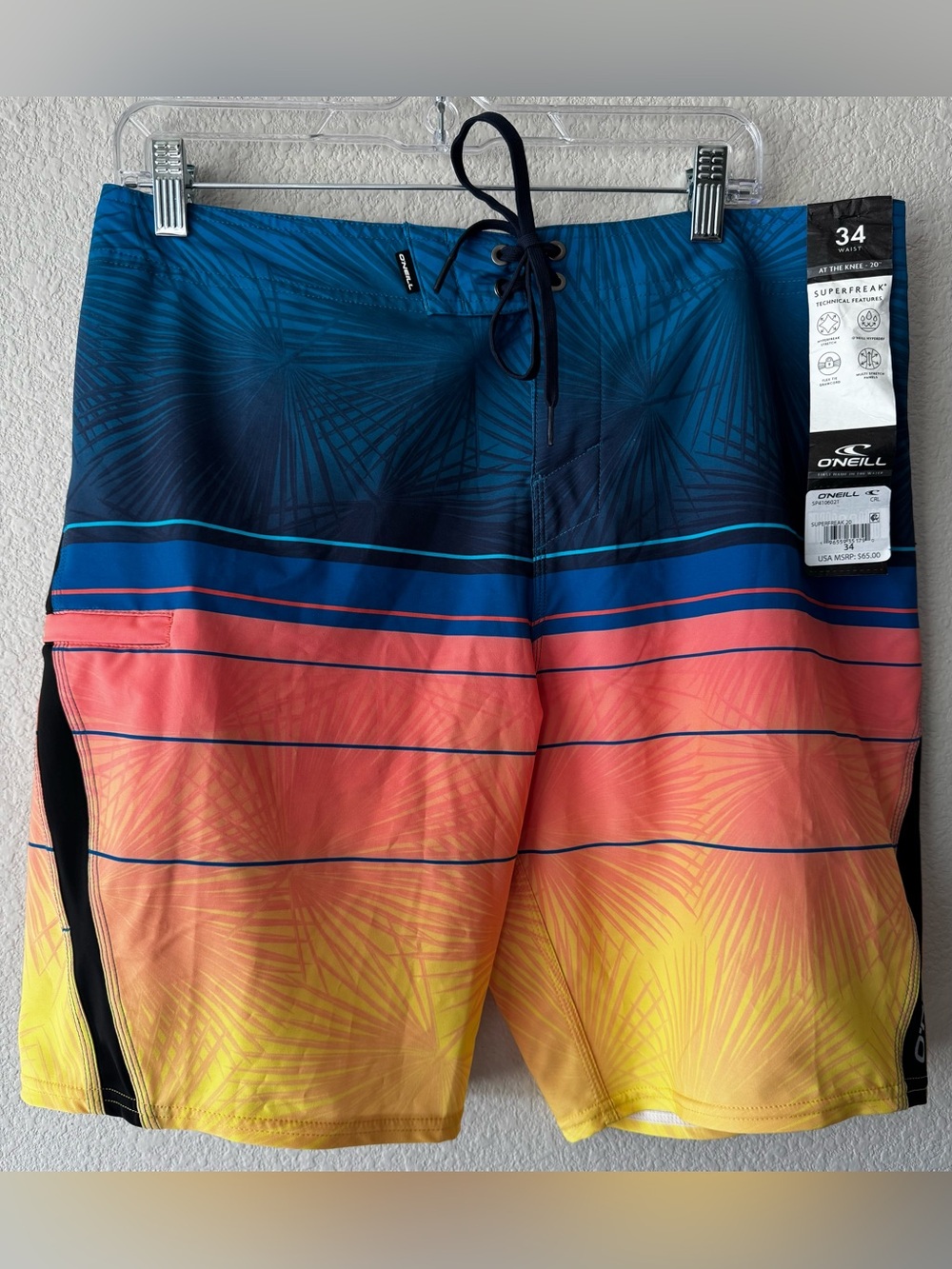 NWT - O’NEILL Men’s Boardshorts Size 34 Superfreak 20” Stretch Surf Beach Swim